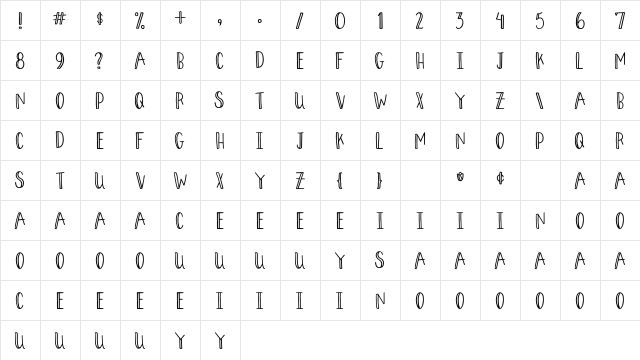 Tulip Fever Regular  glyph index