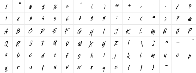 Balistroke Italic Balistroke Italic  glyph index