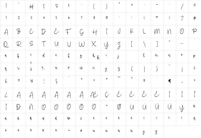 Campbell Regular  glyph index