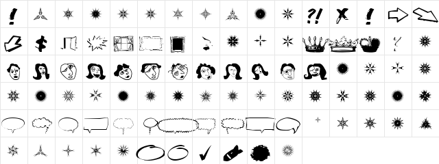 DingoBatz Regular  glyph index