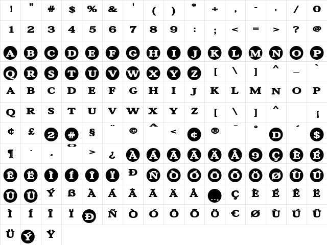 Passports Regular  glyph index