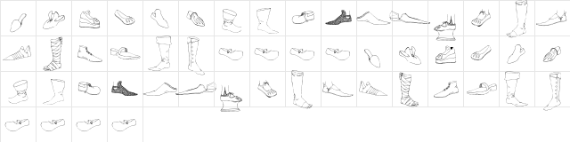 Renaissance Shoes Regular  glyph index