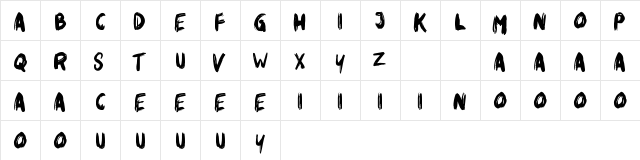 Rikabrush Regular  glyph index