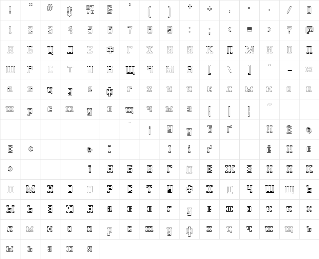 ARSENAL_vk outline Regular  glyph index