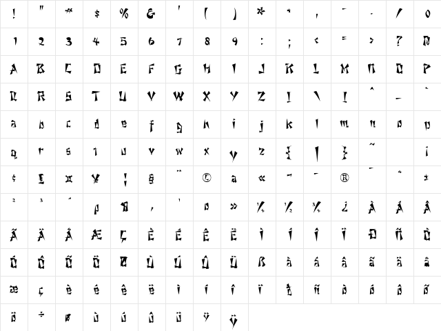 AhSooSSK Regular  glyph index