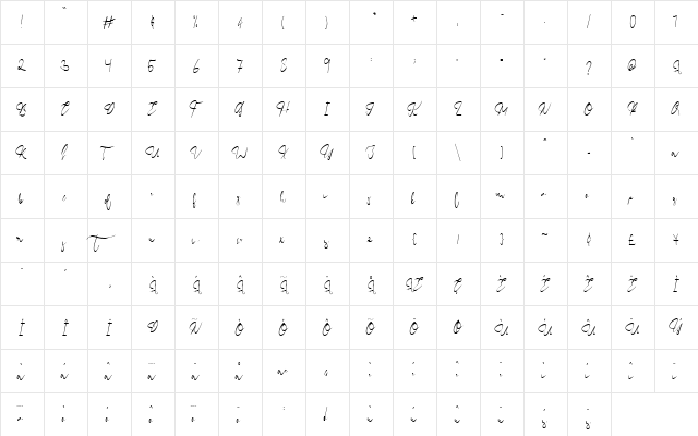 Endossement Regular  glyph index