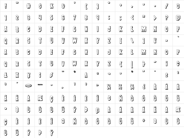 Freakfinder 3D Regular  glyph index