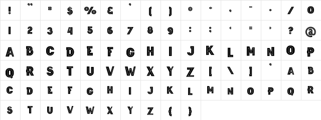 Wagoon Bold Inline Bold Inline  glyph index