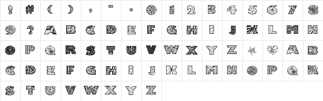 Zenfyrkalt Regular  glyph index
