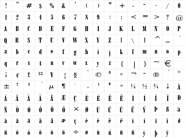 June15Wide Normal  glyph index