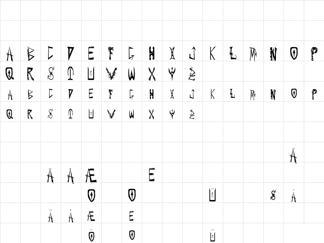 DevlishCaps Regular  glyph index