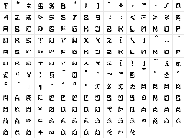 Cheesehard Becker Normal  glyph index