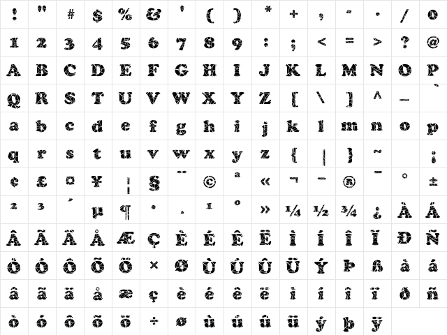 Marshmallow Cracked Normal  glyph index