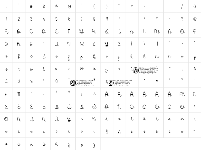 Farmhouse Rooster Demo Regular  glyph index