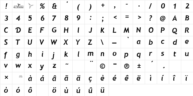 Natzilino SemiBold  glyph index