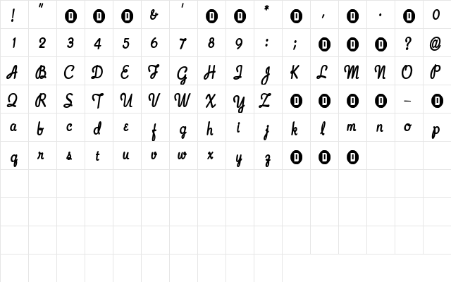 DivineIntervention Regular  glyph index