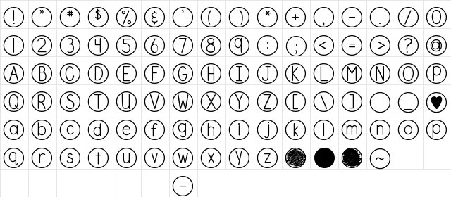 DJB Standardized Test Regular  glyph index