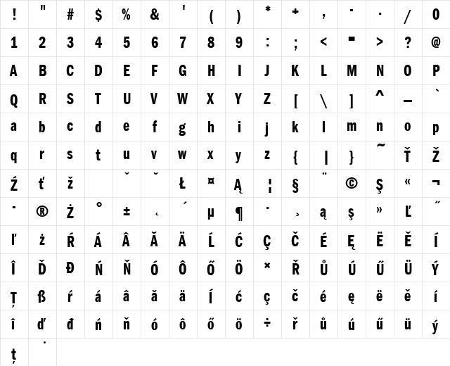 FranklinGotItcTEEDemCom Regular  glyph index