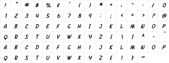 Richrd Planko Regular  glyph index