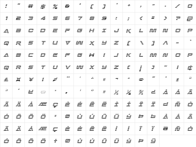 Quark Storm Gradient Italic Italic  glyph index