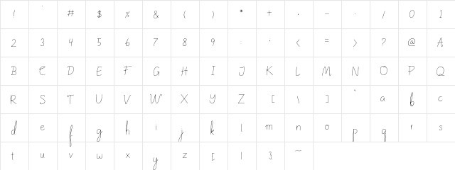 Ayunindra Font Regular  glyph index