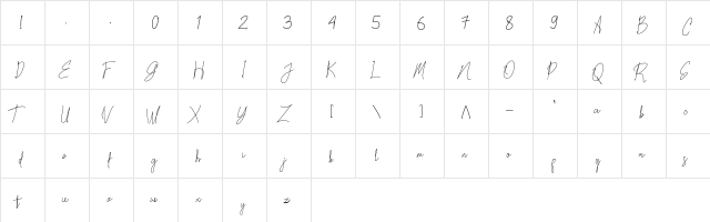 Rosallinda Regular  glyph index