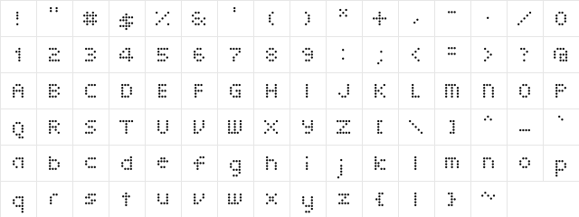 Fairfax Three Regular  glyph index