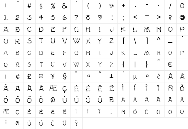 Kapriole Regular  glyph index