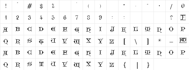 Geschlossen Gotik Kaps Normal  glyph index