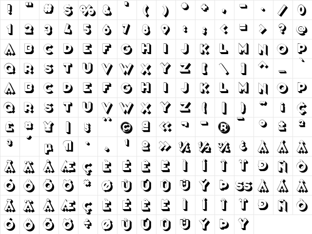 Variet頒evue Regular  glyph index