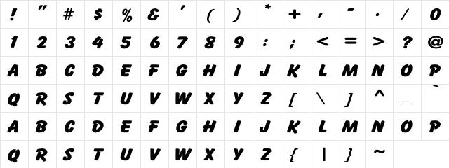 Haverford Thick Regular  glyph index