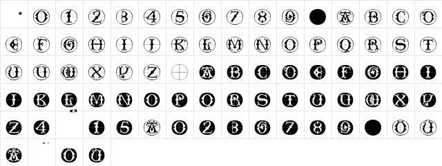 ToscanButtons Regular  glyph index