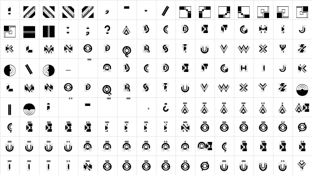DecoInitials Regular  glyph index