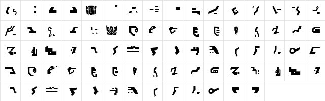 Decepticon Regular Normal  glyph index