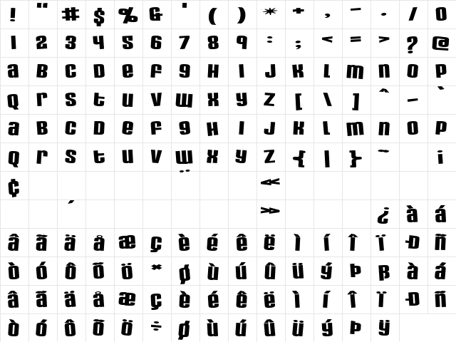 Cherub Small Caps Regular  glyph index