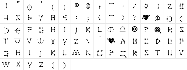 CupidSSK Regular  glyph index