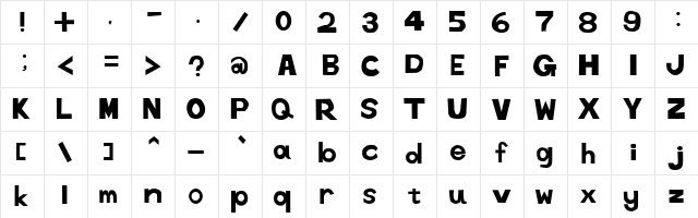 tenuki gothic Normal  glyph index