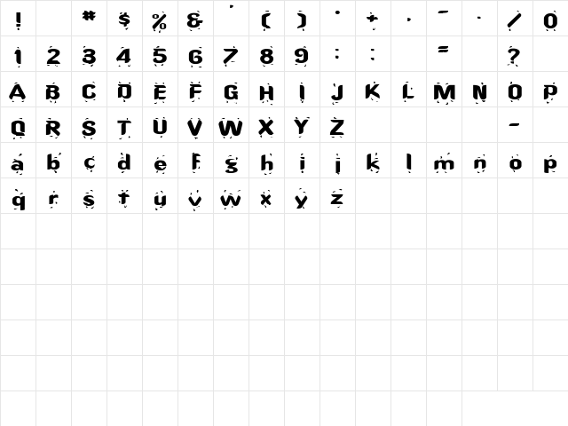 Rhino 5 Regular  glyph index