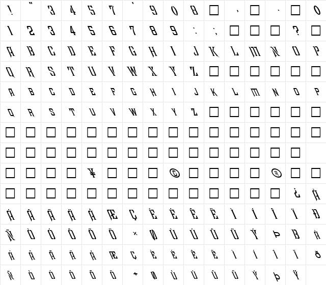 FZ BASIC 41 LEFTY Normal  glyph index