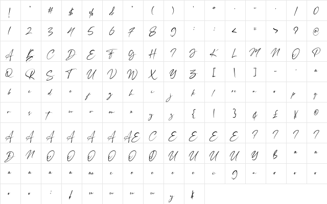 Belmonth Regular  glyph index
