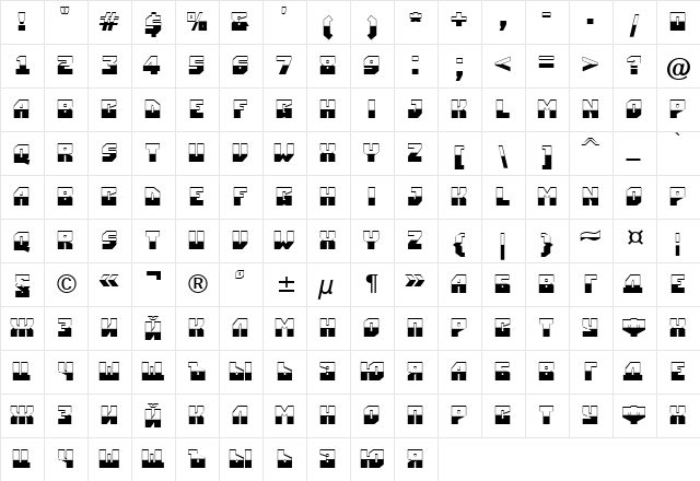 a_SimplerB&W Bold  glyph index