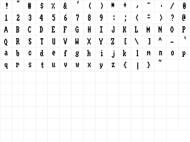 November Regular  glyph index