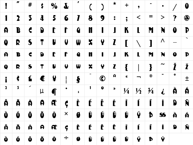 NovSchmozKapopNF Regular  glyph index