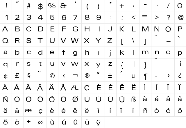 UniversalExpDB Normal  glyph index