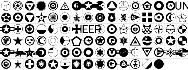 Roundels Regular  glyph index