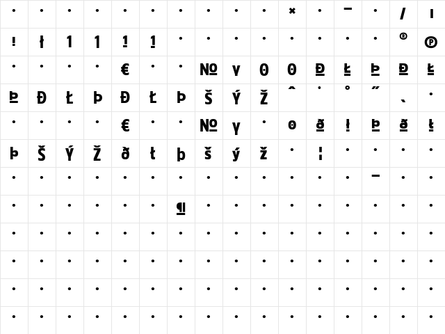 GovanThree-Expert Regular  glyph index