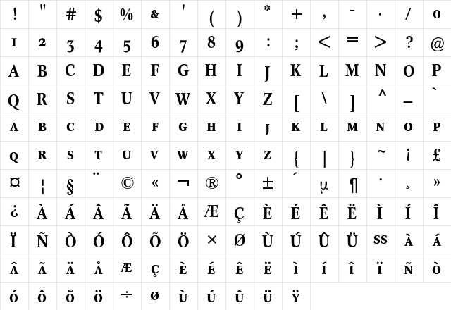 Concorde Nova Expert BQ Regular  glyph index