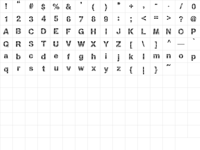Scartan  Floaben Regular  glyph index