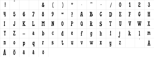WorldsFinest Normal  glyph index