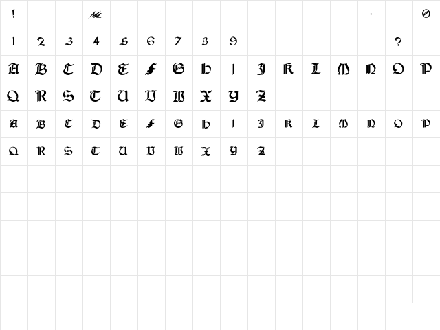 Neo_Gothic Bold  glyph index